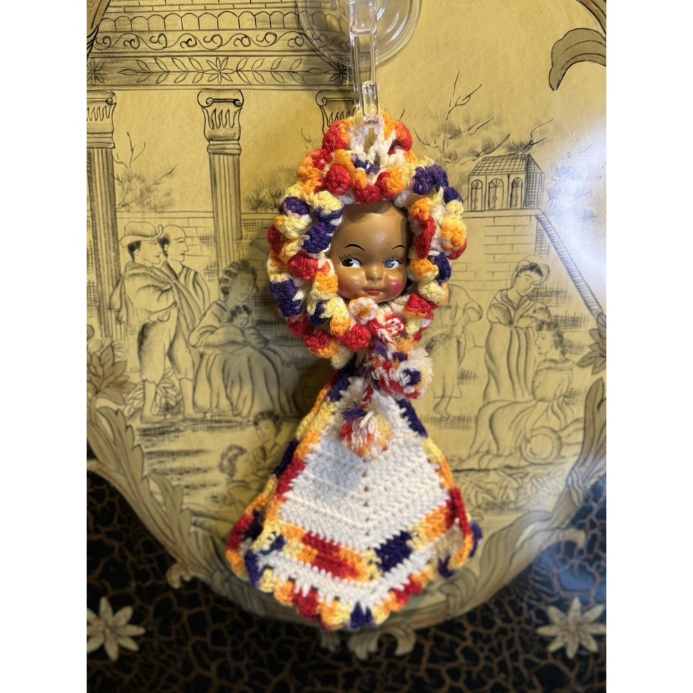 Kewpie Doll Crochet Potholder Set | Handmade Kitchen Wall Hanging |Retro Kitchen